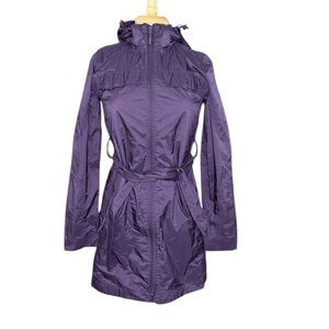 LL Bean Womens Purple Hooded Windbreaker Parka Trail Model Rain Jacket Size XS